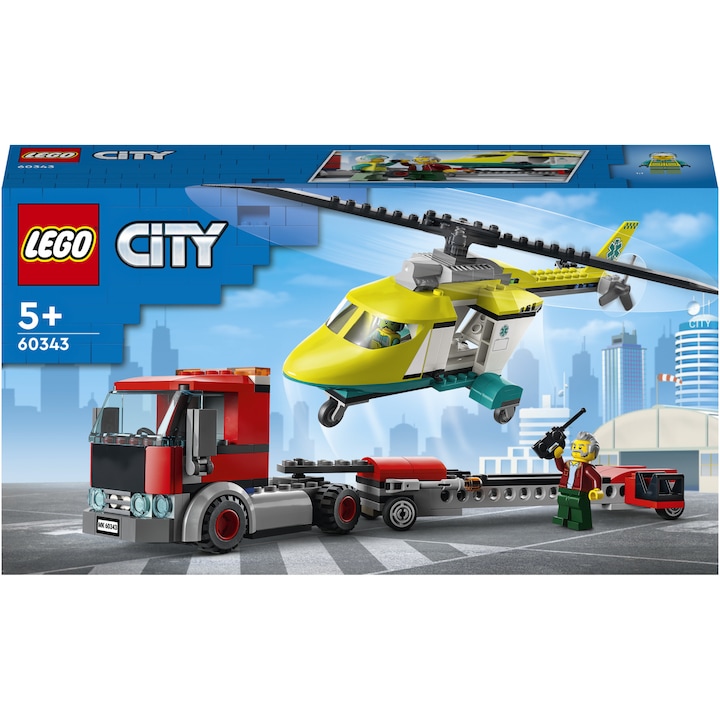 LEGO® City - Транспорт на спасителен хеликоптер 60343, 215 части
