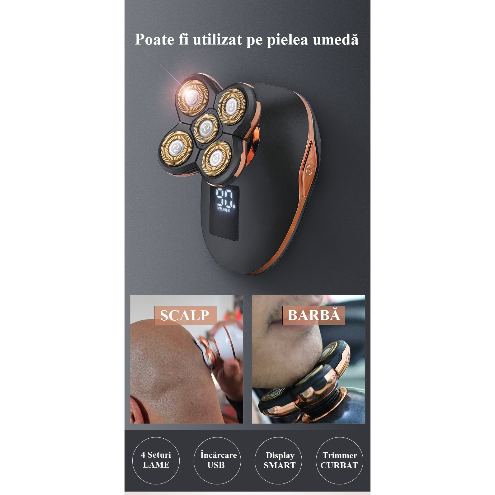 Aparat Ras Multifunctional 5 in 1, Invincio, pentru fata cap si corp ...