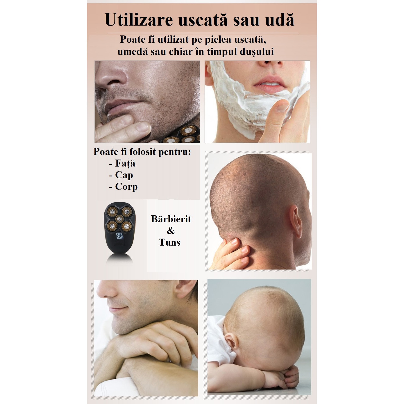 Aparat Ras Multifunctional 5 in 1, Invincio, pentru fata cap si corp ...