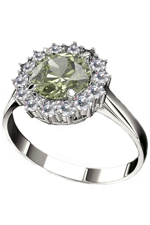Inel Green Sun, Moldavit si Zirconiu, Argint 925