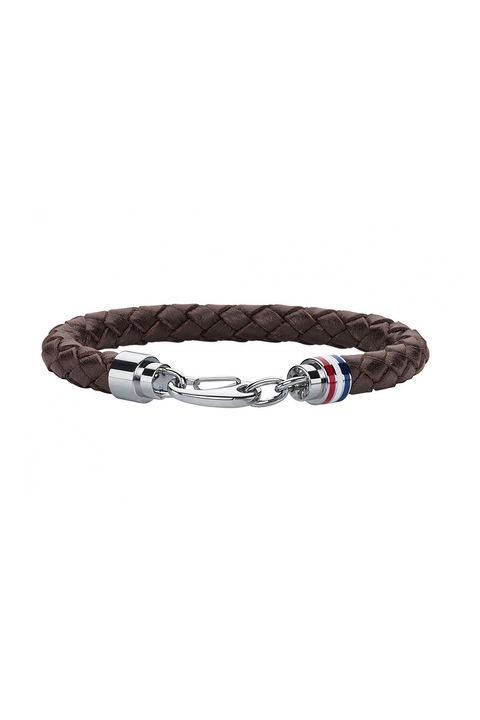 Tommy Hilfiger, Bratara impletita din piele, Maro inchis