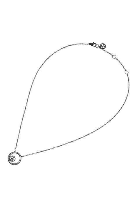 Tommy Hilfiger, Colier de otel inoxidabil cu zirconia, Gri hematit