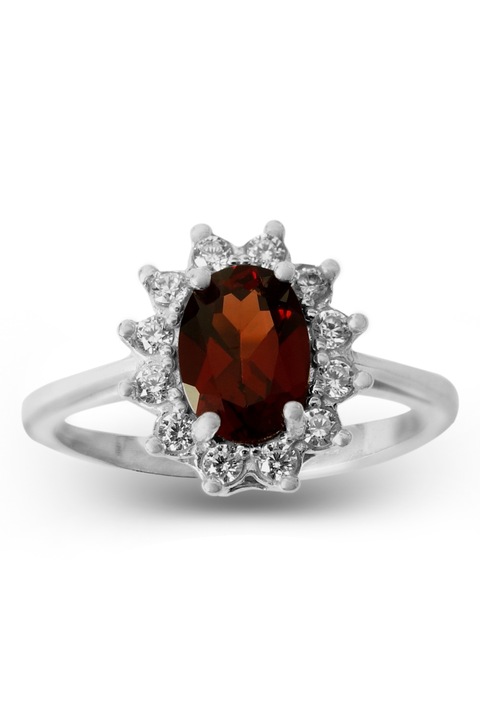 Inel dama Kate, Granat si zirconiu, Argint