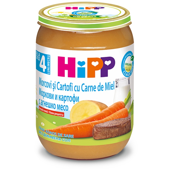 Meniu Hipp cu miel, morcovi si cartofi, 190 g, de la 4 luni