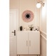 Oglinda decorativa cu pene roz de porumbel, model ARETTE PINK, Ø 50 55 cm