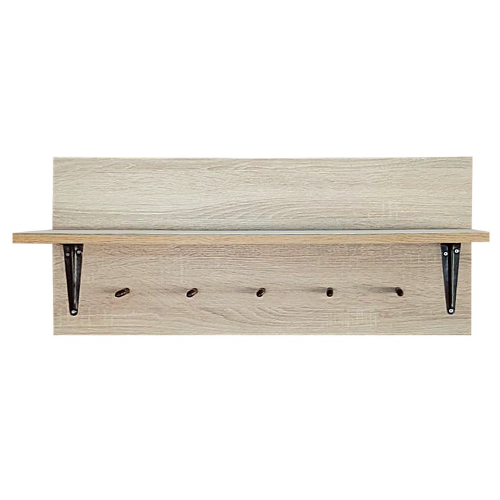 Cuier Rustik cu console, prindere de perete, pal sonoma, 80 x 22 cm