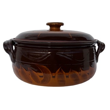 Oala ceramica sarmale, cuptor, rotunda, 6.5 litri, maro, 29x12 Oala ceramica sarmale, cuptor, rotunda, 6.5 litri, maro, 29x12