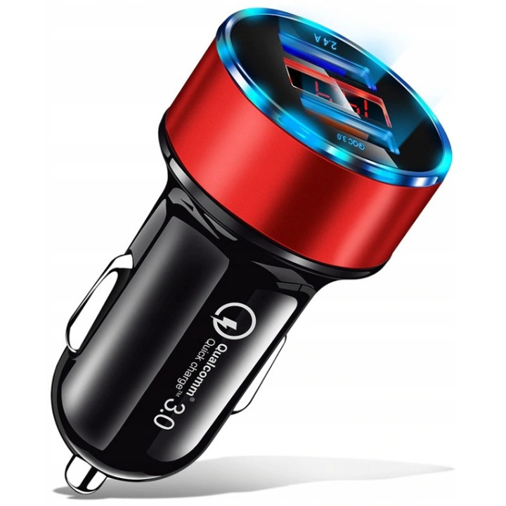 Gyors autós töltő Alu 3.1A QC 3.0