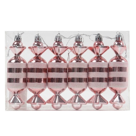 Globuri Craciun, tip acadea, roz, 12 cm, set 6 bucati - eMAG.ro