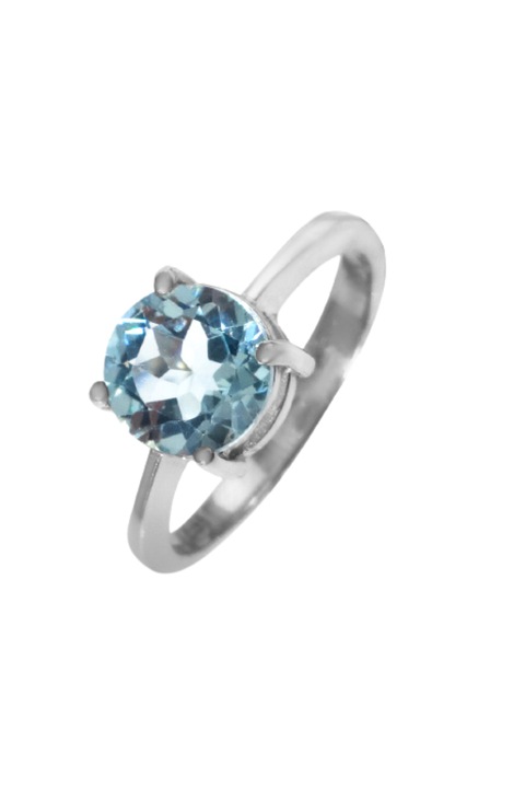 Inel de dama, Topaz albastru, Argint