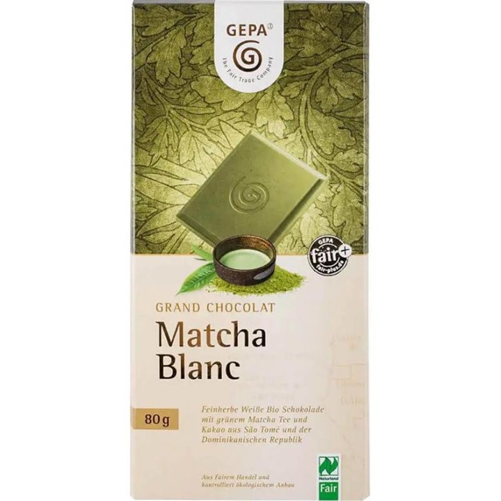 Ciocolata Alba Matcha Blanc Bio 80 grame Gepa