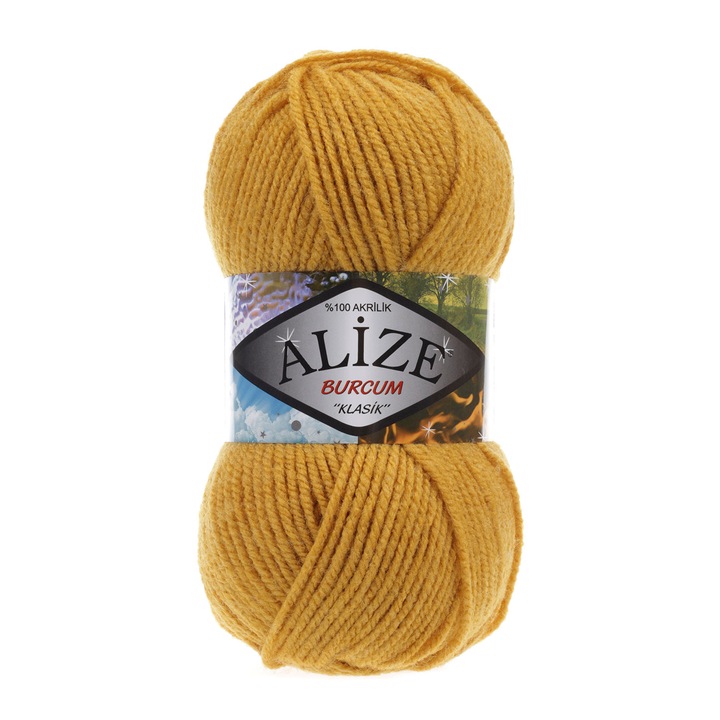 Fir Textil Alize Burcum Klasik 02, pentru crosetat si tricotat, acril, galben, 210 m