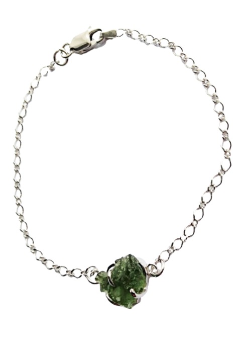 Bratara de dama, Moldavit netaiat, Argint