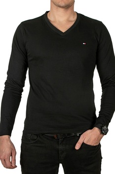 Bluza barbati cu logo, Tommy Hilfiger, Bumbac, Negru Bluza barbati cu logo, Tommy Hilfiger, Bumbac, Negru