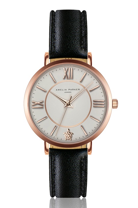 Amelia Parker, Kvarc karóra bőrszíjjal, bronzszín/fekete