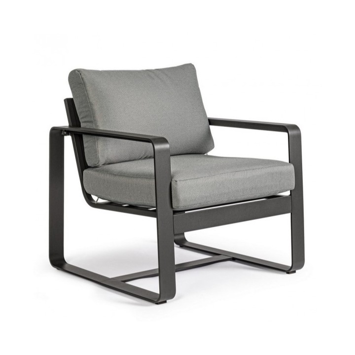 Kerti fotel Merrigan YK 13, Bizzotto, Alumínium, 74x78x84 cm, Antracitszürke