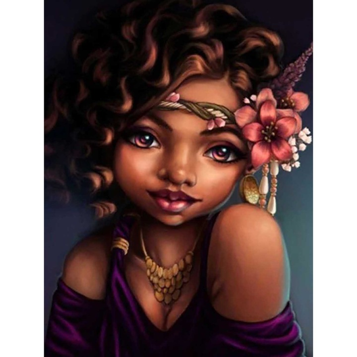 Set broderie cu diamante GIEAAO 5D, Model Wreath Girl, 12 x 16 inci, Multicolor