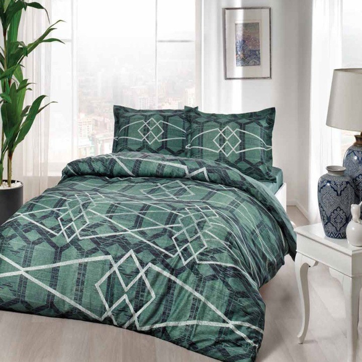 Dupla ágynemű 100% szatén pamut, TAC, 4 db, Nova Yesil