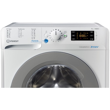 Masina de spalat rufe Indesit INNEX BWE91485XWSEUN, 9kg, 1400 rpm, Clasa B, Push&Go, Motor Inverter, Alb