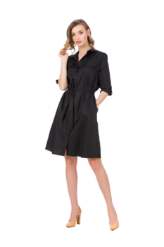 Rochie Be You din bumbac tip camasa, Negru Rochie Be You din bumbac tip camasa, Negru