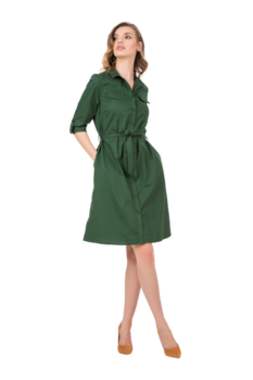 Rochie Be You din bumbac tip camasa, Verde Rochie Be You din bumbac tip camasa, Verde