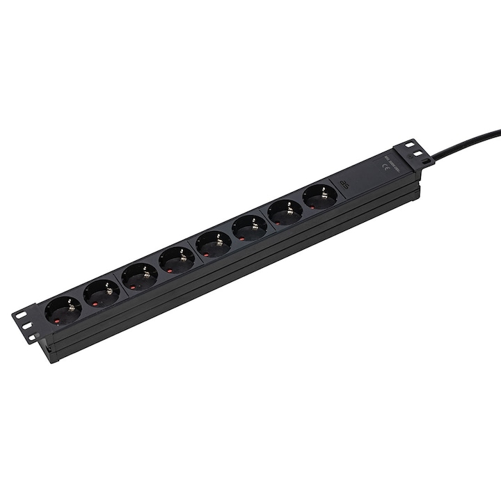 Prelungitor rack PDU 19" 8 prize schuko 45 grade 3 metri H05VV-F 3G1.5 230V 3500W IP20