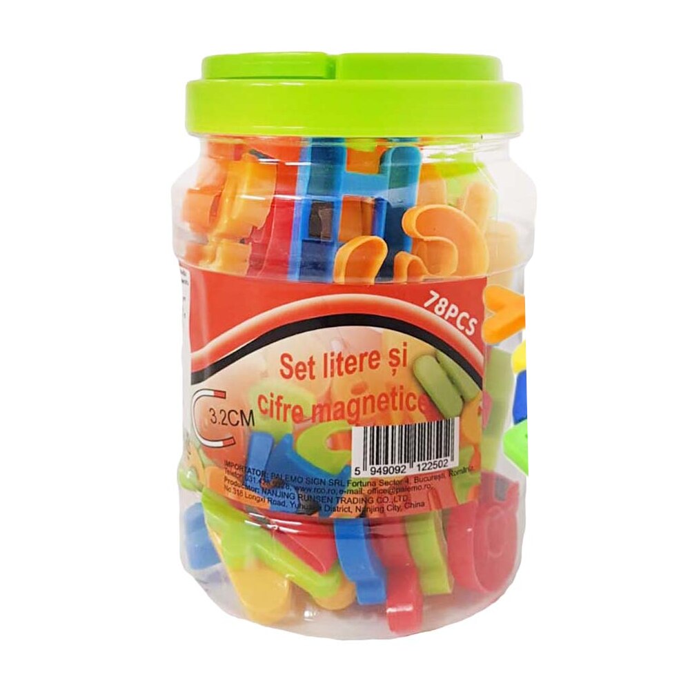 Set litere si cifre magnetice 78 piese, in cutie depozitare, WW3035 RCO®