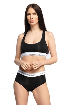 Set lenjerie intima cu logo, Calvin Klein, Bumbac, Negru, S Set lenjerie intima cu logo, Calvin Klein, Bumbac, Negru, S