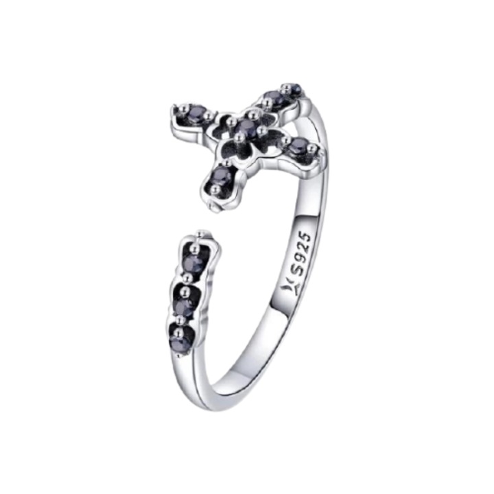 Регулируем сребърен пръстен Faith Cross 925