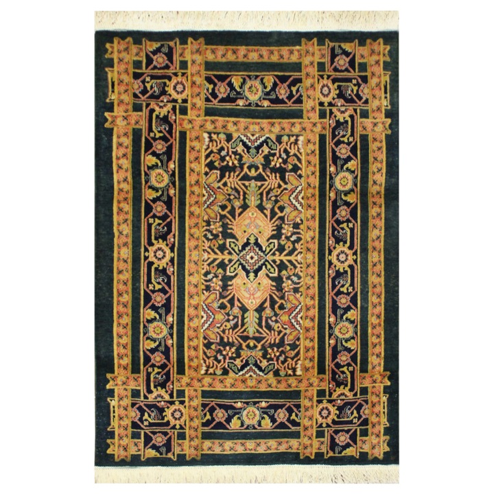 Covor Serapi Khalighi, CarpetPlaza, Lana, 101 x 132 cm, 10mm, Lucrat manual, Maro