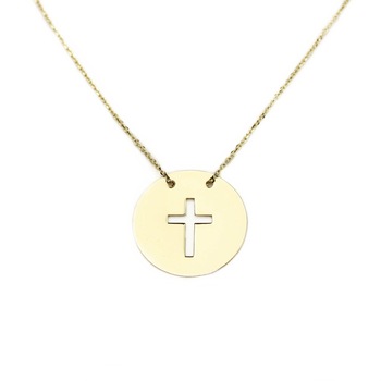 Lant din aur galben 14k, Banut cu cruciulita decupata Lant din aur galben 14k, Banut cu cruciulita decupata