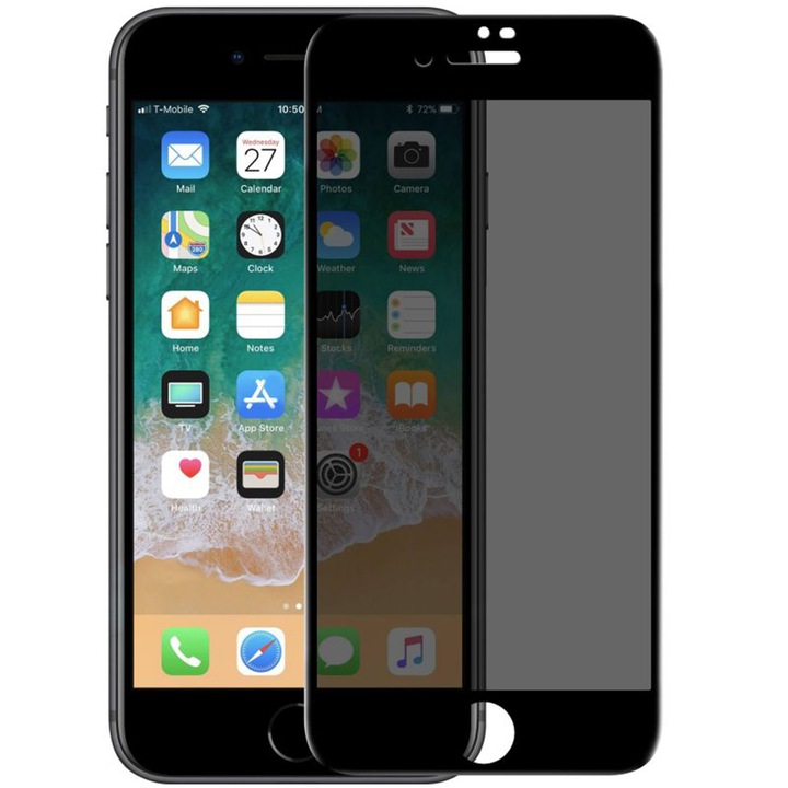 iPhone SE 3 / iPhone SE 2022-vel kompatibilis film, Fonix Privacy Command, Ragasztó a teljes felületen, Teljes fedés, Könnyű telepítés, Adatvédelmi szűrő, Fekete