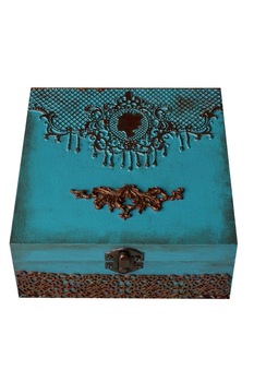 Cutie de bijuterii decorata manual prin tehnici mixte, Serena, Beautiful Lady, 13x13x6 cm Cutie de bijuterii decorata manual prin tehnici mixte, Serena, Beautiful Lady, 13x13x6 cm