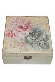 Cutie de bijuterii decorata si pictata manual prin tehnici mixte, Serena, Beautiful Rose, 16x16x7 cm Cutie de bijuterii decorata si pictata manual prin tehnici mixte, Serena, Beautiful Rose, 16x16x7 cm