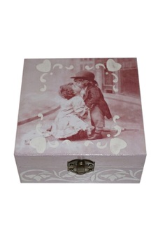 Cutie de bijuterii decorata si pictata manual prin tehnici mixte, Serena, Romance, 13x13x6 cm Cutie de bijuterii decorata si pictata manual prin tehnici mixte, Serena, Romance, 13x13x6 cm