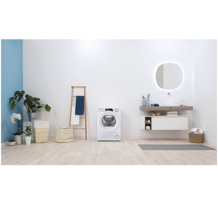 Uscator de rufe Candy Rapido ROE H9A3TE-S, Pompa de caldura, 9 kg, Clasa A+++, Conectivitate WiFi+Bt, Easy case, Dry sensor, Easy iron, Alb