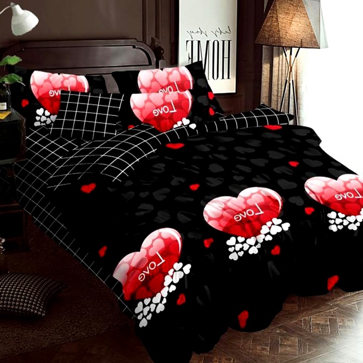 Lenjerie de pat Finet, 6 piese, pentru pat dublu, multicolor, Ralex Pucioasa, 220x240cm, LDP-FIN-100330