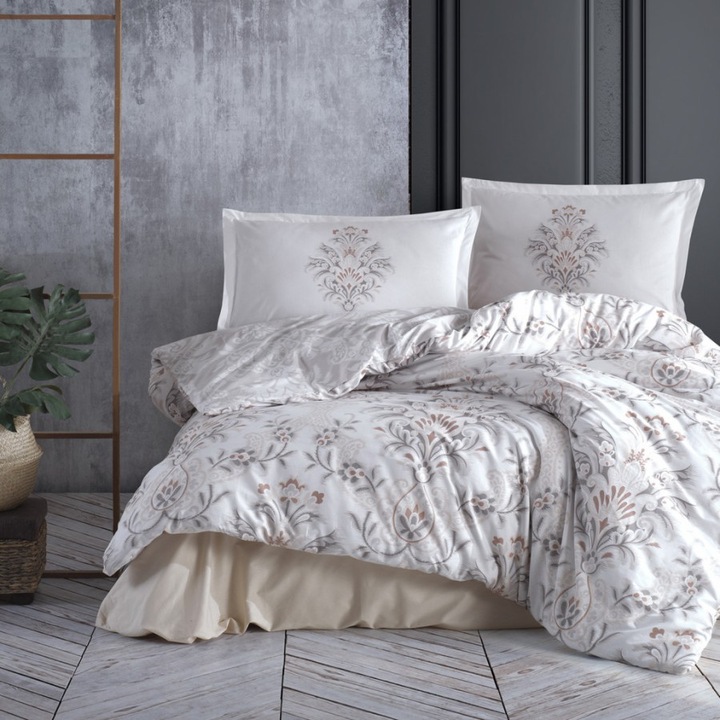 Dupla ágyneműgarnitúra 100% ranforce pamut, 4 részes, 240 x 260 cm, Ralex Pucioasa, Liya V2