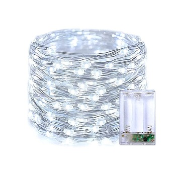 Instalatie de Craciun Liniara Zenino® - 50 LED, 5M, Fir Cupru, Fairy Lights,, 2 Jocuri de Lumini, Baterii, Interior, Alb Rece Instalatie de Craciun Liniara Zenino® - 50 LED, 5M, Fir Cupru, Fairy Lights,, 2 Jocuri de Lumini, Baterii, Interior, Alb Rece