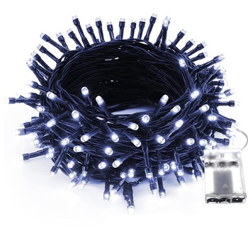 Instalatie de Craciun Liniara Zenino® - 50 LED, 5M, IP20, 2 Jocuri de Lumini, Baterii, Fir Verde, Interior, Alb Rece Instalatie de Craciun Liniara Zenino® - 50 LED, 5M, IP20, 2 Jocuri de Lumini, Baterii, Fir Verde, Interior, Alb Rece