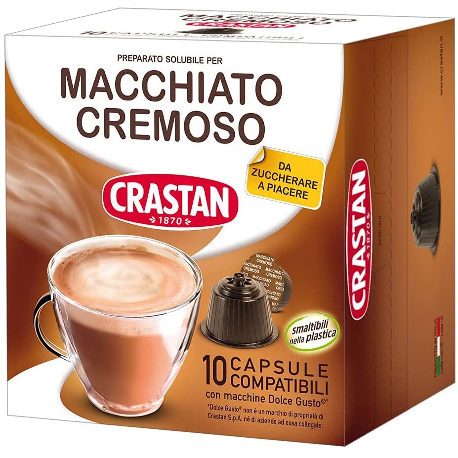 Capsule Crastan, compatibile Dolce Gusto, Macchiato Cremoso, 10 capsule