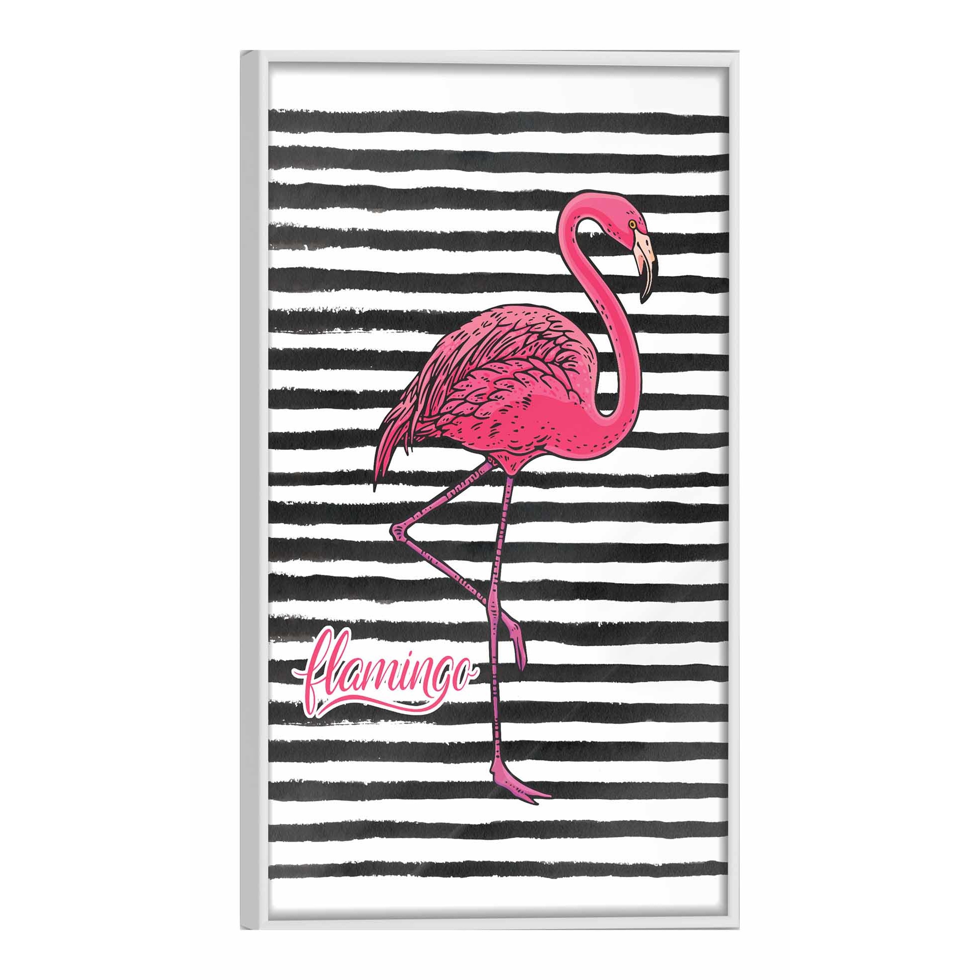 Rebellion Voluntary history Tablou poster Artgeist, Flamingo on Striped Background, rama alba, 30 x 45  cm - eMAG.ro