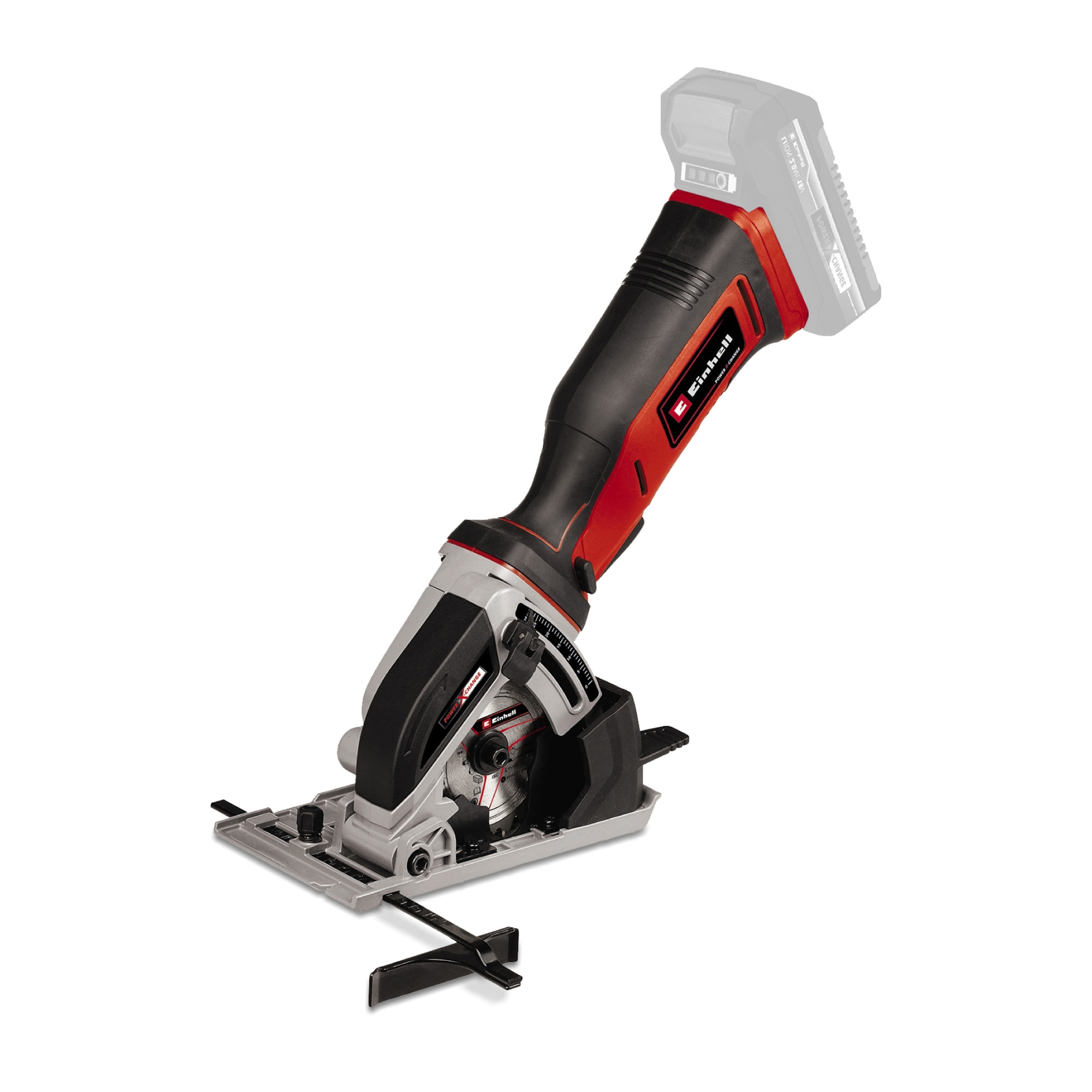 Fierastrau mini circular pe acumulator Einhell TE-CS 18/89 Li - Solo, 18 V, tehnologia PXC, 89 mm diametru disc taiere, 28 mm adancime taiere, 2500 RPM, fara acumulator/incracator