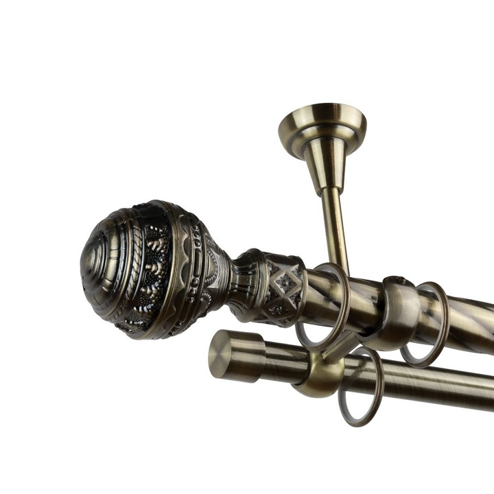 Двоен корниз Venetia, 25/19 mm, Монтаж на таван, Метал, Усукан, Златист, 160 cm