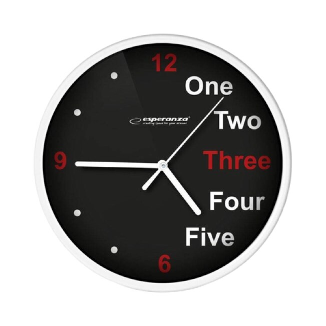 Ceas de perete cu design decorativ, fond negru, 20x3.4 cm, Alb, TCL-BBL3684