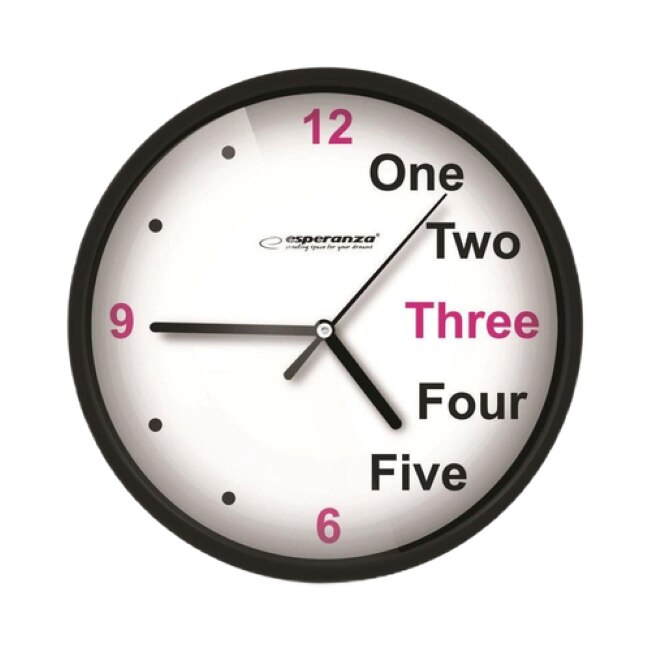 Ceas de perete cu design decorativ, fond alb, 20x3.4 cm, Negru, TCL-BBL3686