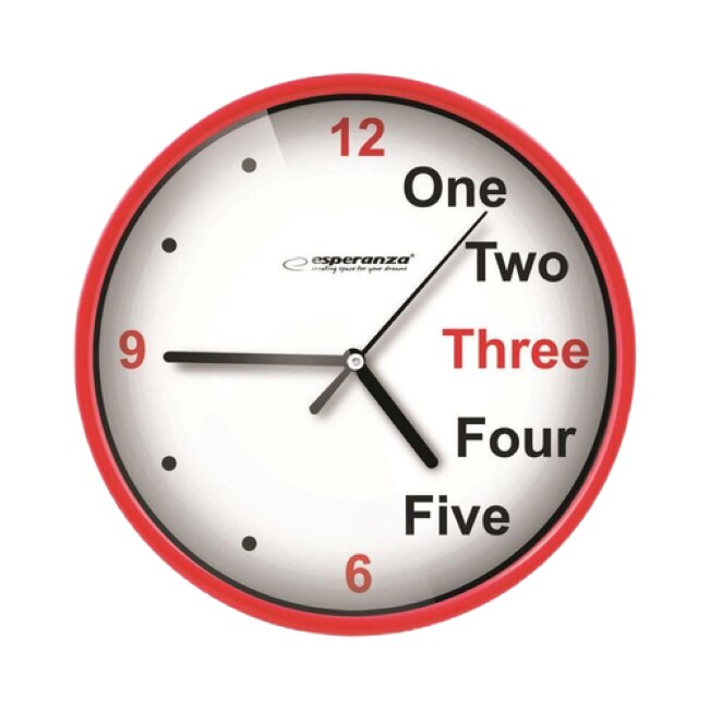 Ceas de perete cu design decorativ, fond alb, 20x3.4 cm, Rosu, TCL-BBL3685