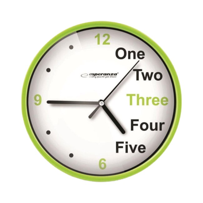 Ceas de perete cu design decorativ, fond alb, 20x3.4 cm, Verde, TCL-BBL3687