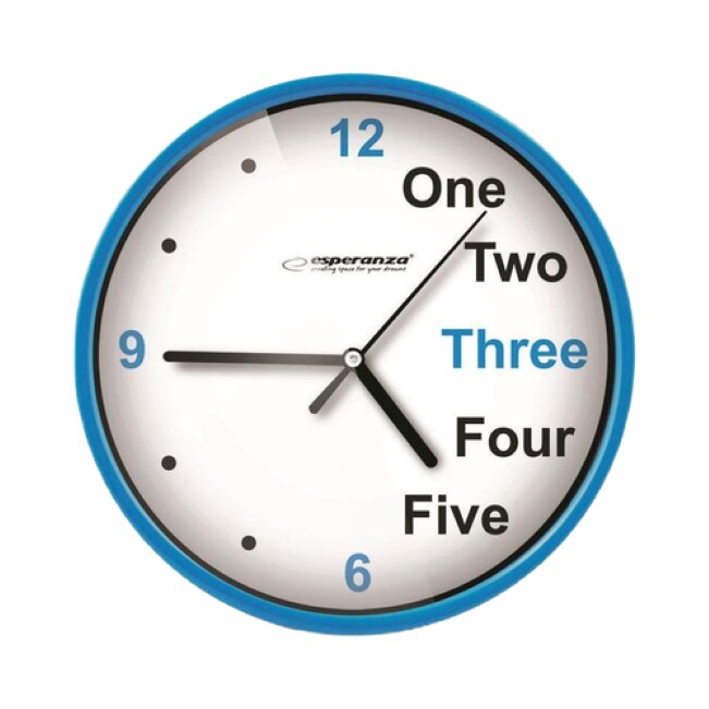 Ceas de perete cu design decorativ, fond alb, 20x3.4 cm, Albastru, TCL-BBL3688
