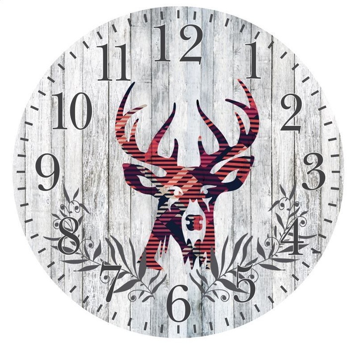 Ceas de perete din lemn cu design decorativ, model Deer, 30x3.5 cm, Gri - Un accesoriu elegant pentru casa ta